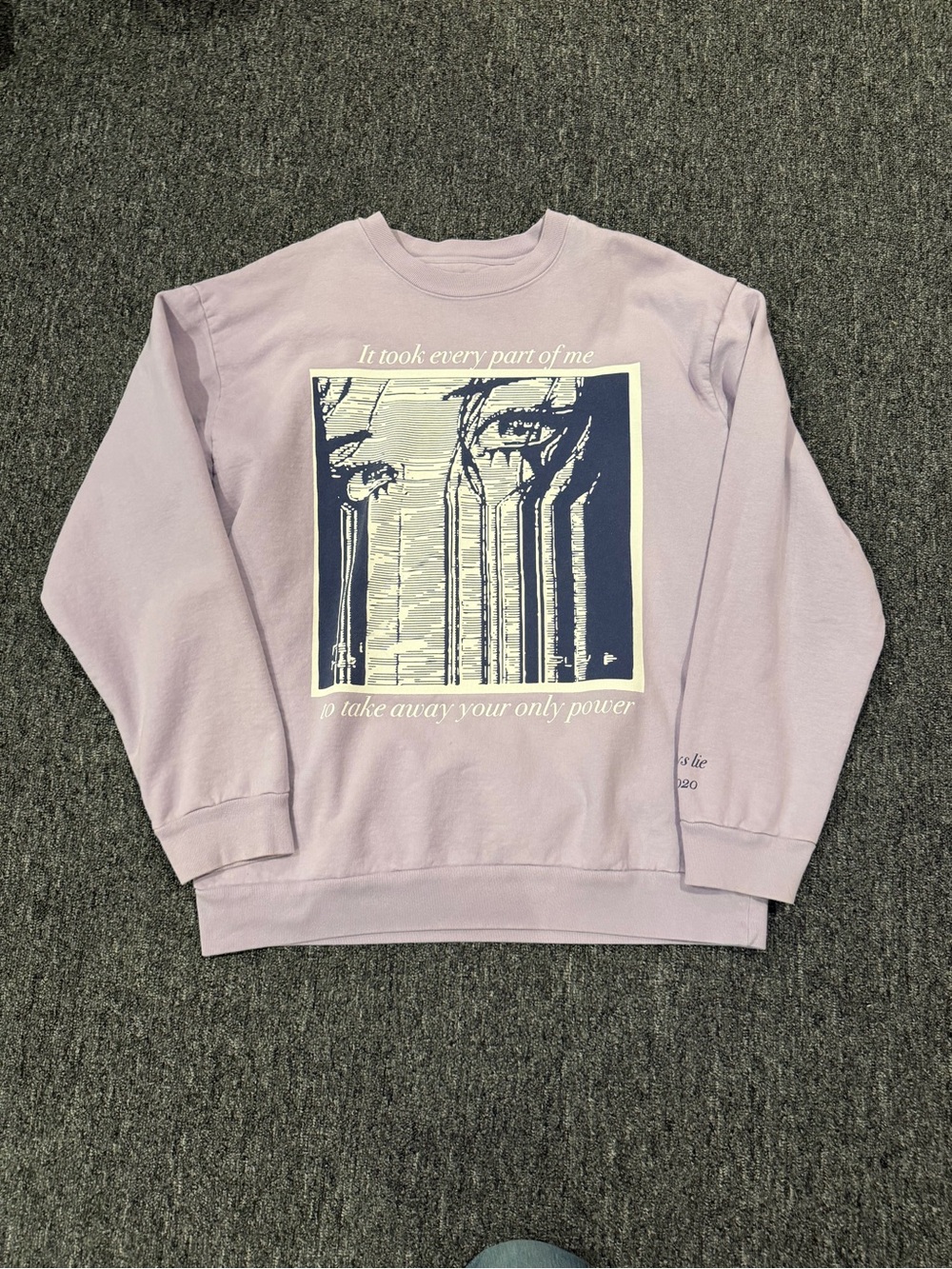 Boys Lie Lavender “My Attention” Graphic Crewneck Oversized Sweatshirt